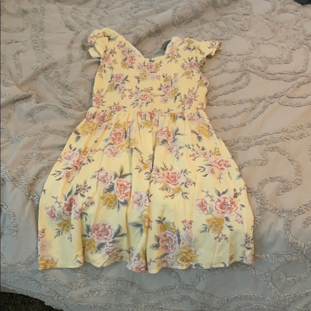 Yellow floral print dress